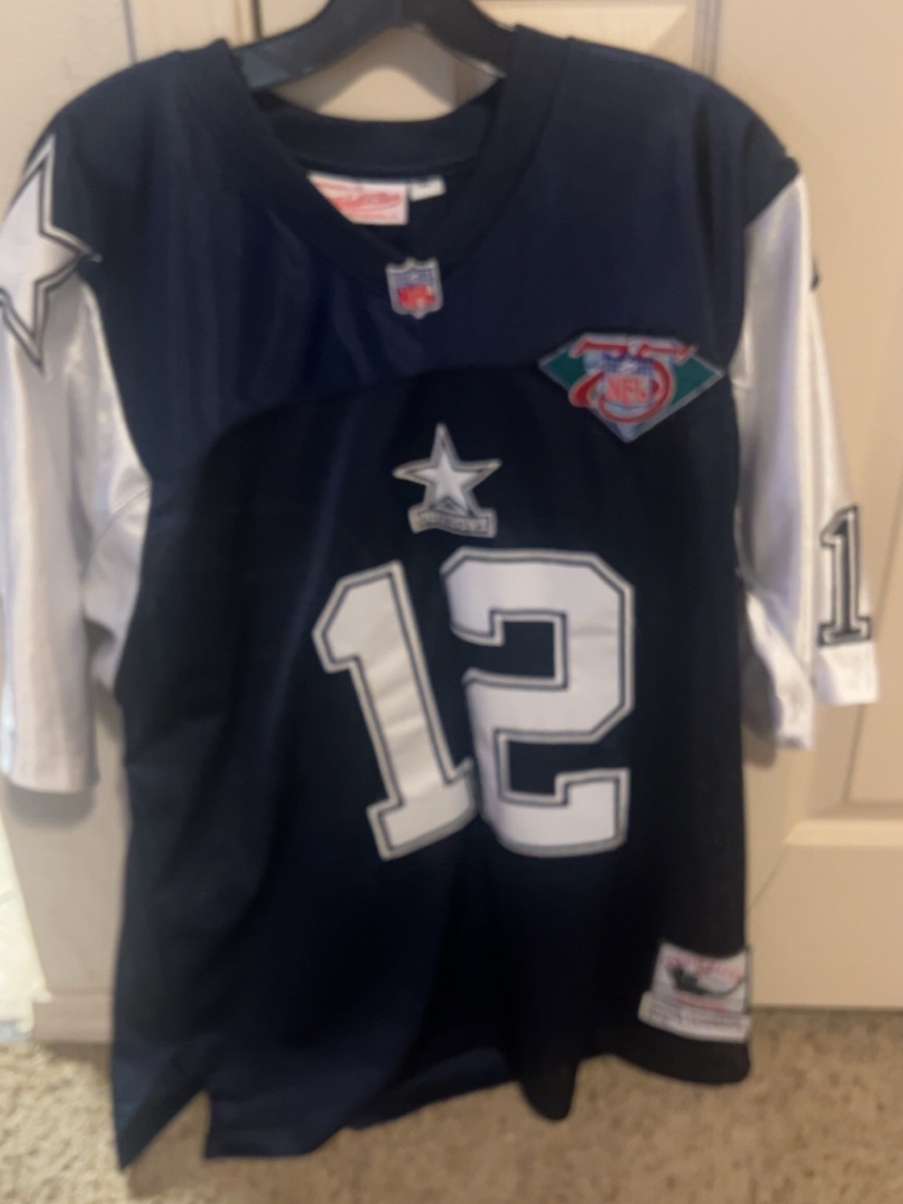 Roger Staubach sz 52 Navy Football Jersey with White Accents - #12